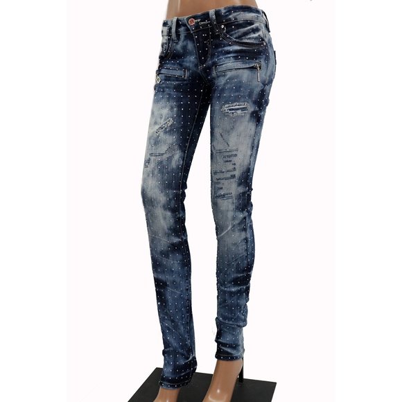 PARASUCO Legend Glitter Rhinestone Skinny Jeans 26 - Picture 3 of 8